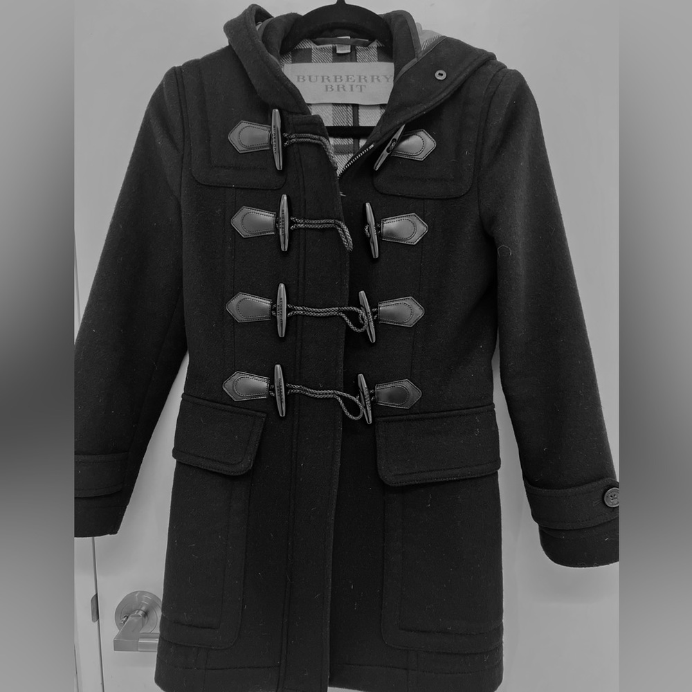Burberry Classic Duffle Hooded Wool Check Coat